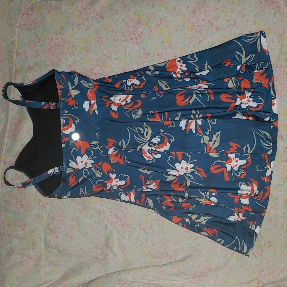 Baleaf Blue Floral Activewear Top Cover up Dress style chest around size 34 NWT - Picture 4 of 6